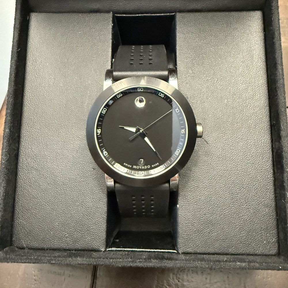 Movado Black and Silver Timepiece